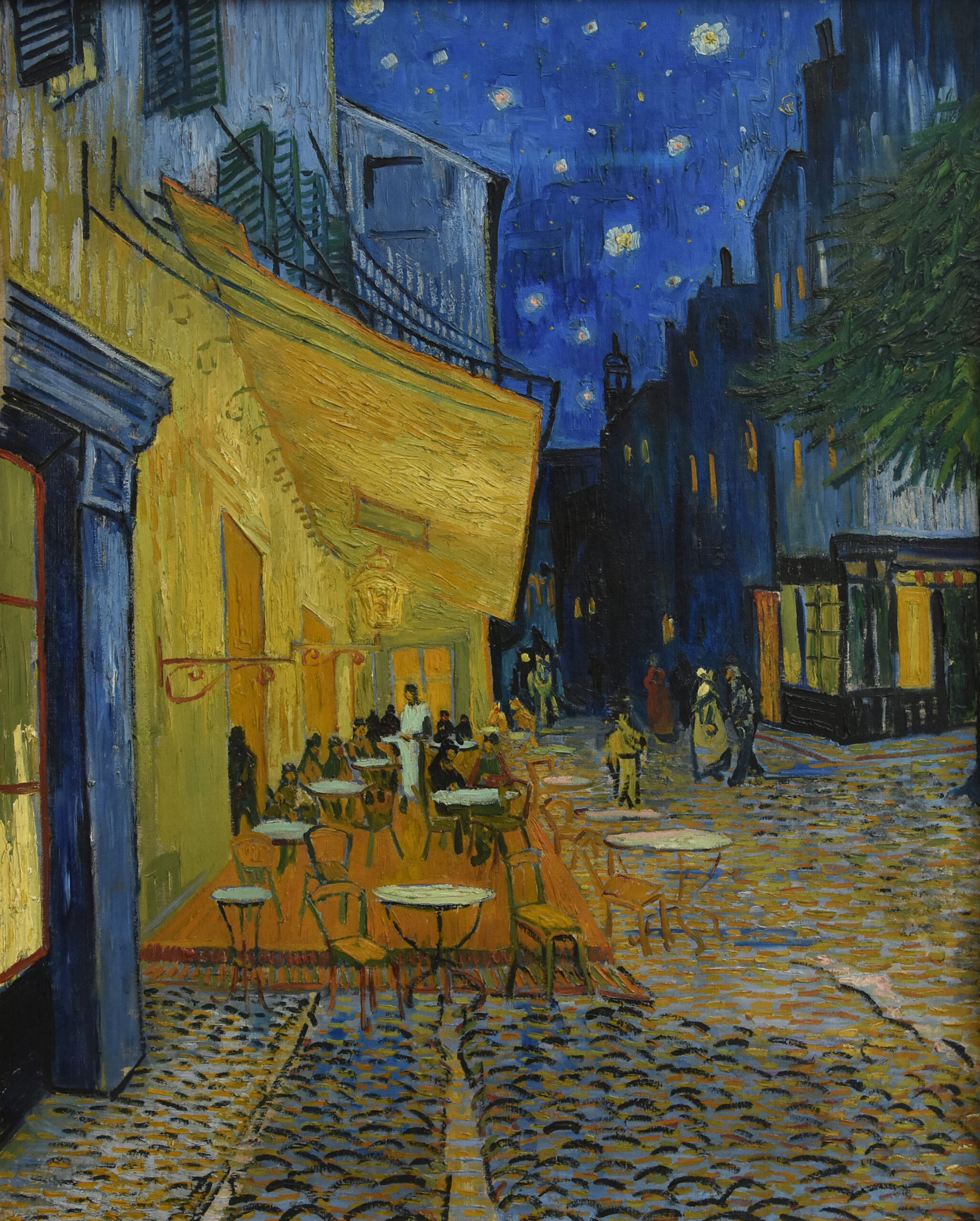 Caféterras bij nacht als akoestisch paneel