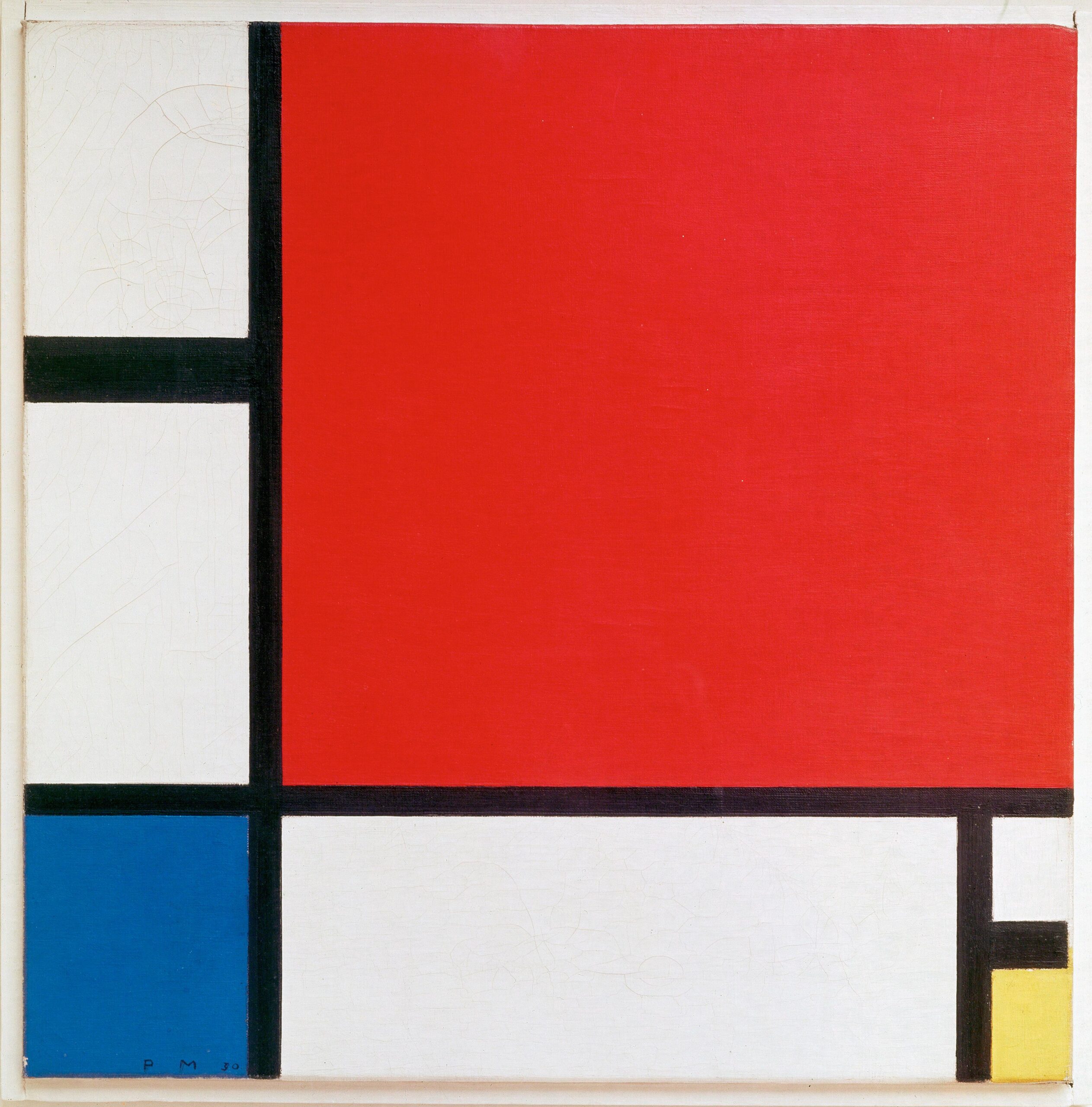 Compositie met rood, blauw en geel (Mondriaan) als akoestisch paneel