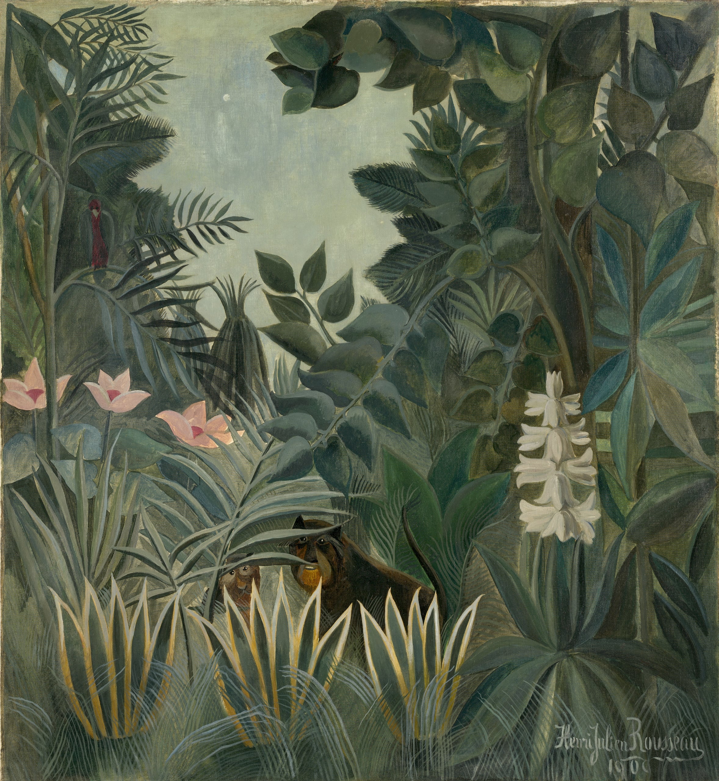 De evenaarsjungle (Rousseau) aan de muur in een interieur