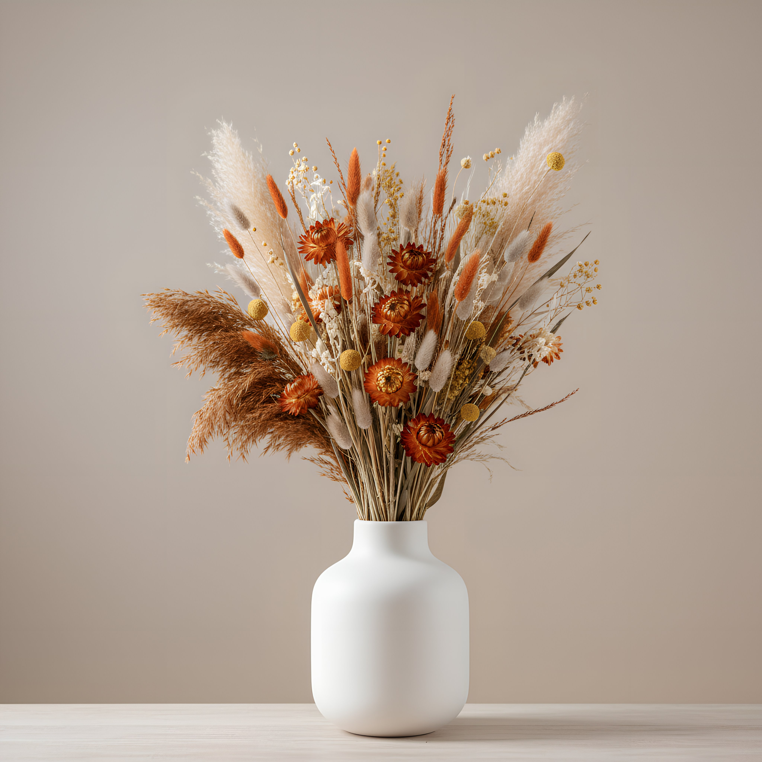 Dried blooms aan de muur in een interieur